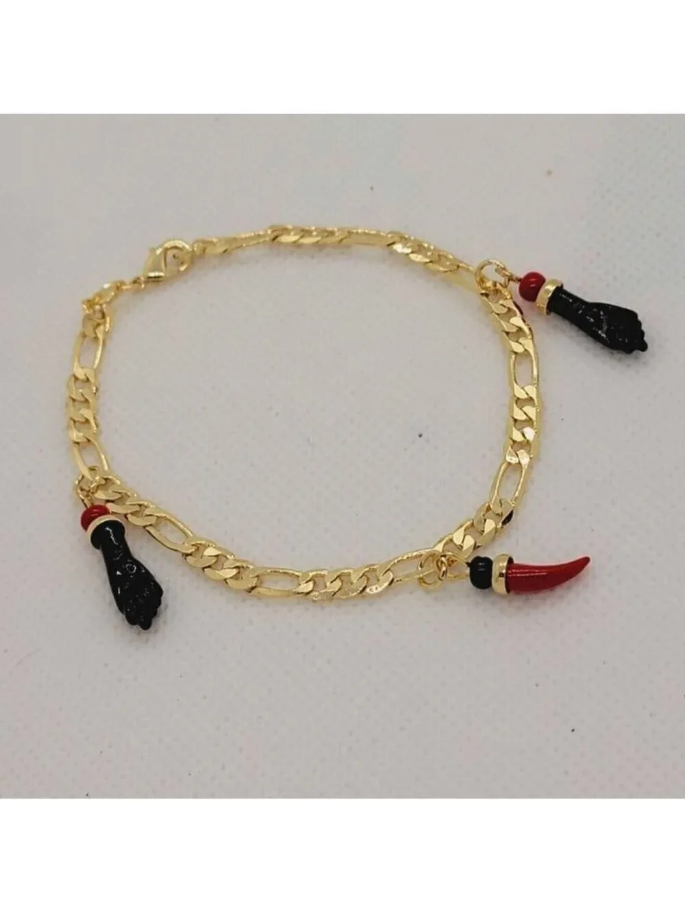 Brand New Brazilian 18k Gold Filled Figa Hand and Pepper Bracelet